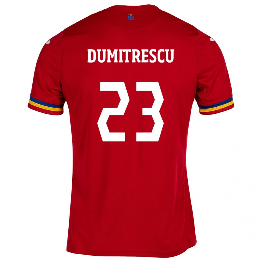 Mann Fotball Romania Andres Dumitrescu #23 Rød Bortetrøye Drakt Trøye 24-26 Skjorter