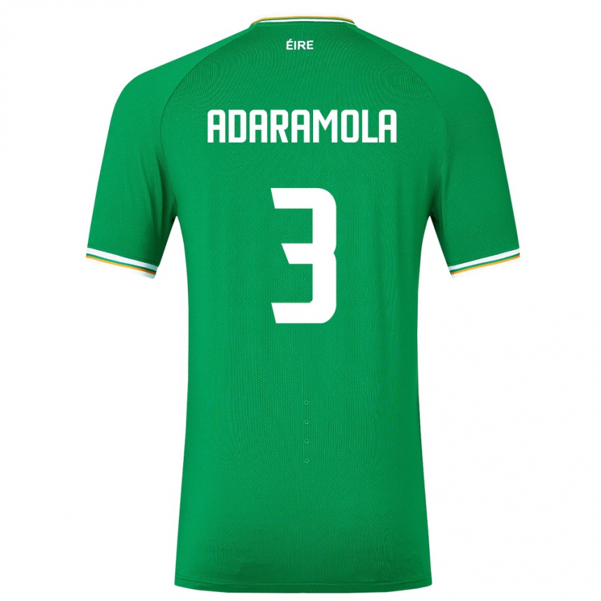 Dame Fotball Irland Tayo Adaramola #3 Grønn Hjemmetrøye Drakt Trøye 24-26 Skjorter