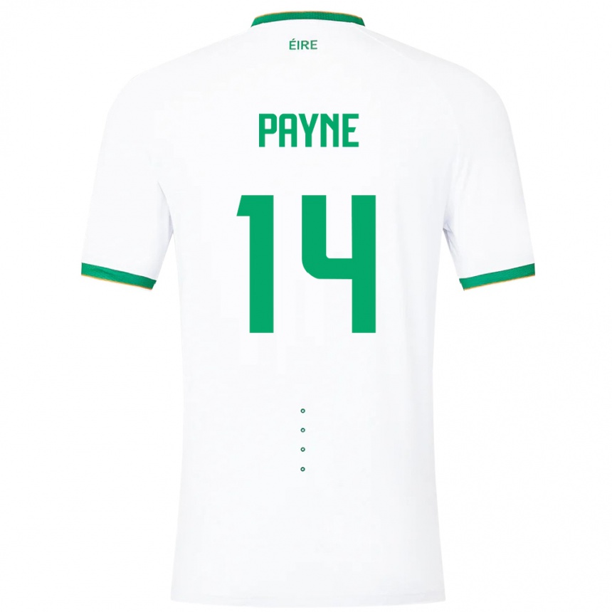 Dame Fotball Irland Heather Payne #14 Hvit Bortetrøye Drakt Trøye 24-26 Skjorter