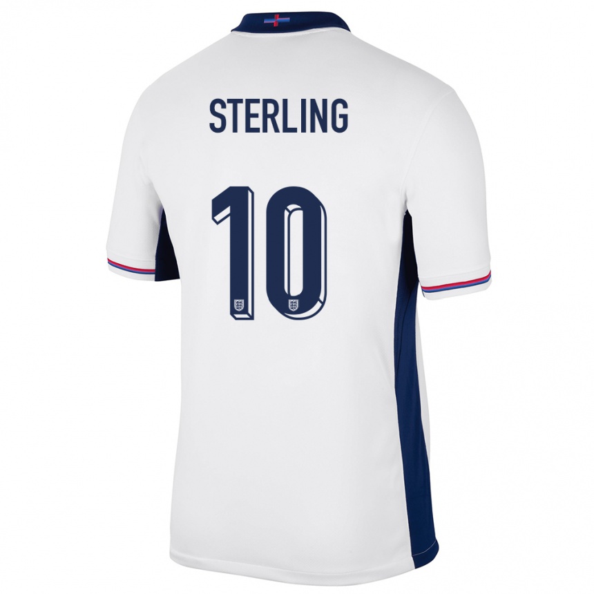 Barn Fotball England Raheem Sterling #10 Hvit Hjemmetrøye Drakt Trøye 24-26 Skjorter