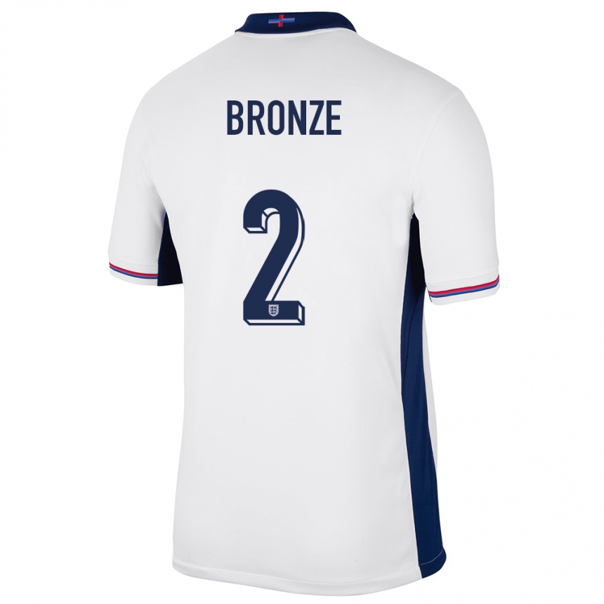 Barn Fotball England Lucy Bronze #2 Hvit Hjemmetrøye Drakt Trøye 24-26 Skjorter