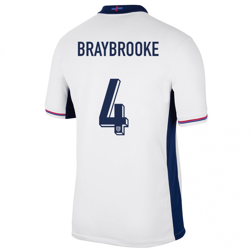 Barn Fotball England Samuel Braybrooke #4 Hvit Hjemmetrøye Drakt Trøye 24-26 Skjorter