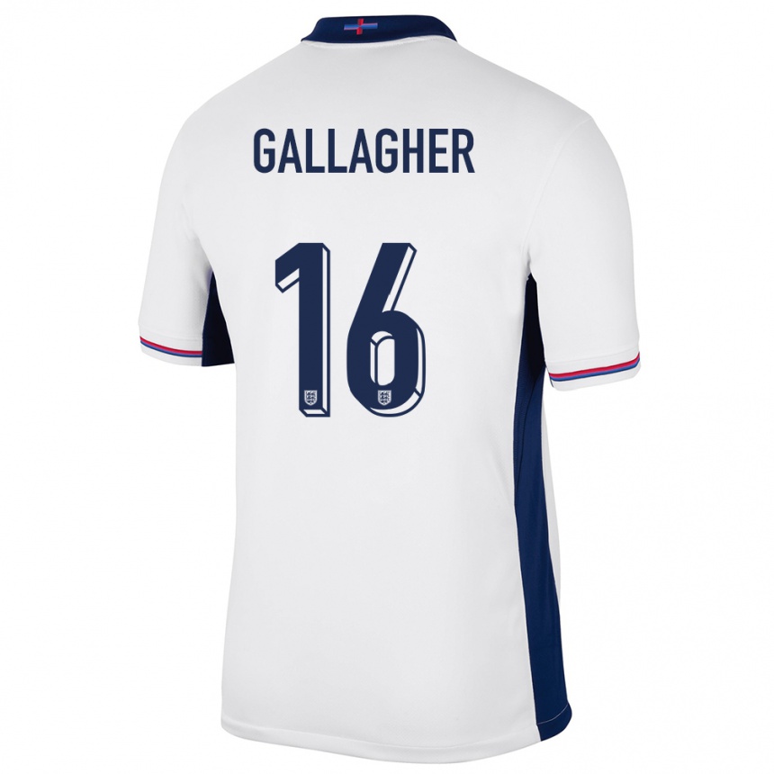 Barn Fotball England Conor Gallagher #16 Hvit Hjemmetrøye Drakt Trøye 24-26 Skjorter