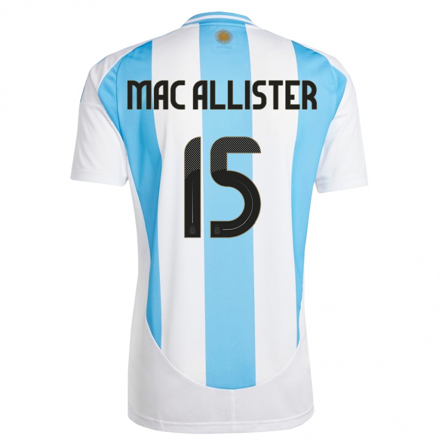 Barn Fotball Argentina Alexis Mac Allister #15 Hvit Blå Hjemmetrøye Drakt Trøye 24-26 Skjorter