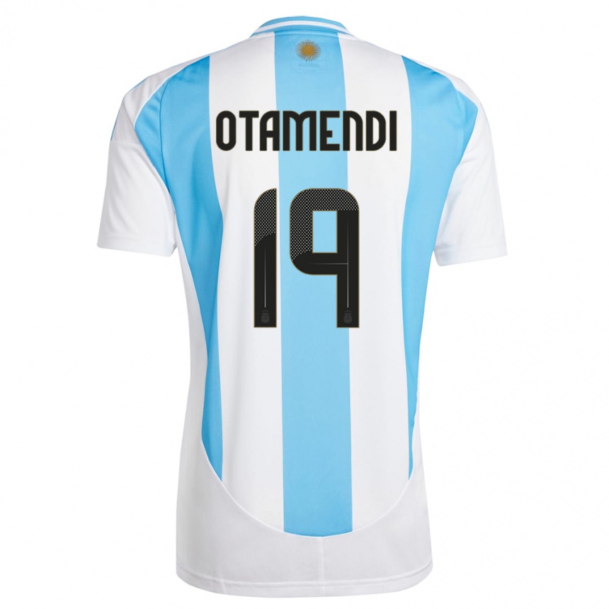 Barn Fotball Argentina Nicolas Otamendi #19 Hvit Blå Hjemmetrøye Drakt Trøye 24-26 Skjorter