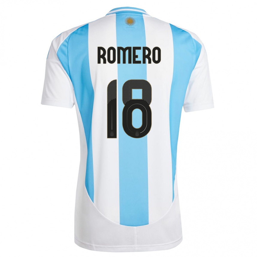 Barn Fotball Argentina Luka Romero #18 Hvit Blå Hjemmetrøye Drakt Trøye 24-26 Skjorter