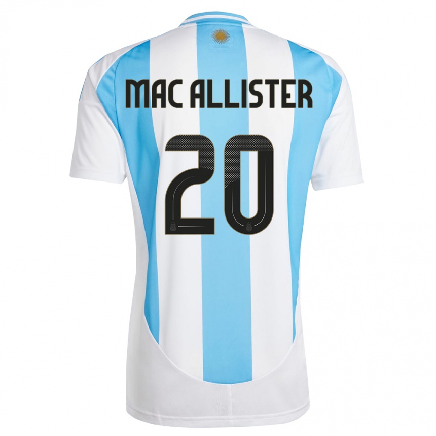 Barn Fotball Argentina Alexis Mac Allister #20 Hvit Blå Hjemmetrøye Drakt Trøye 24-26 Skjorter