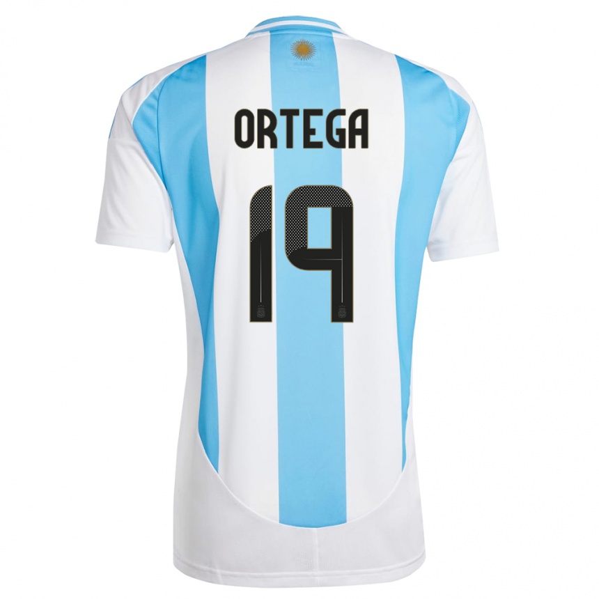 Barn Fotball Argentina Francisco Ortega #19 Hvit Blå Hjemmetrøye Drakt Trøye 24-26 Skjorter