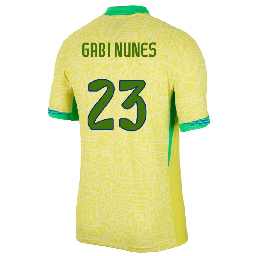 Barn Fotball Brasil Gabi Nunes #23 Gul Hjemmetrøye Drakt Trøye 24-26 Skjorter