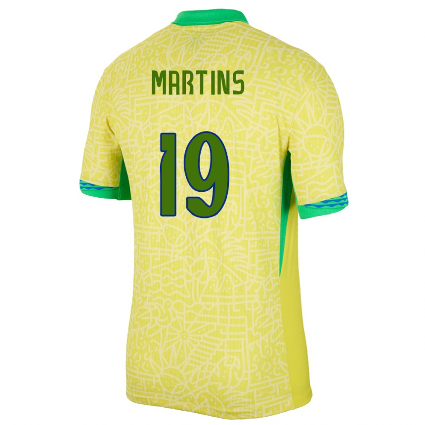 Barn Fotball Brasil Matheus Martins #19 Gul Hjemmetrøye Drakt Trøye 24-26 Skjorter