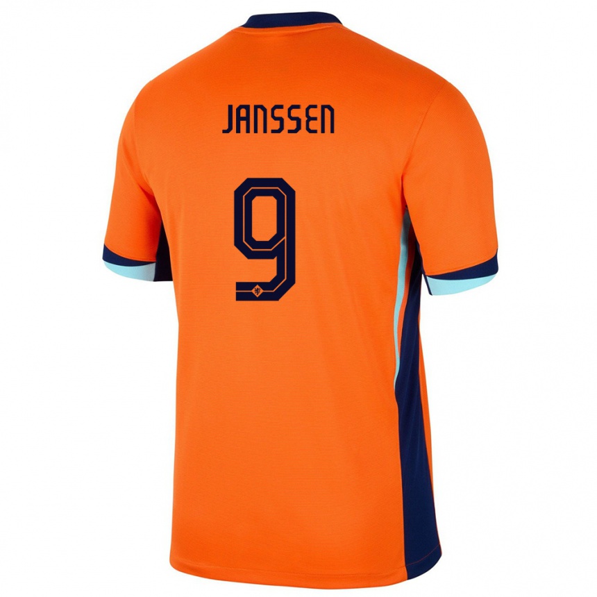 Barn Fotball Nederland Vincent Janssen #9 Oransje Hjemmetrøye Drakt Trøye 24-26 Skjorter