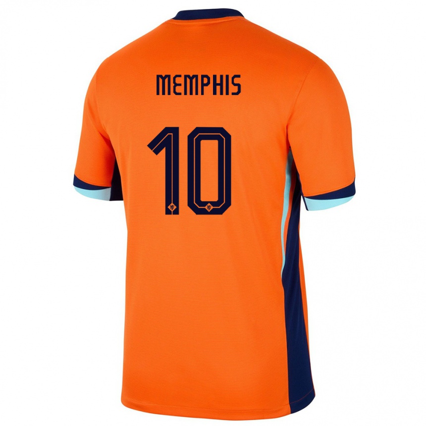 Barn Fotball Nederland Memphis Depay #10 Oransje Hjemmetrøye Drakt Trøye 24-26 Skjorter