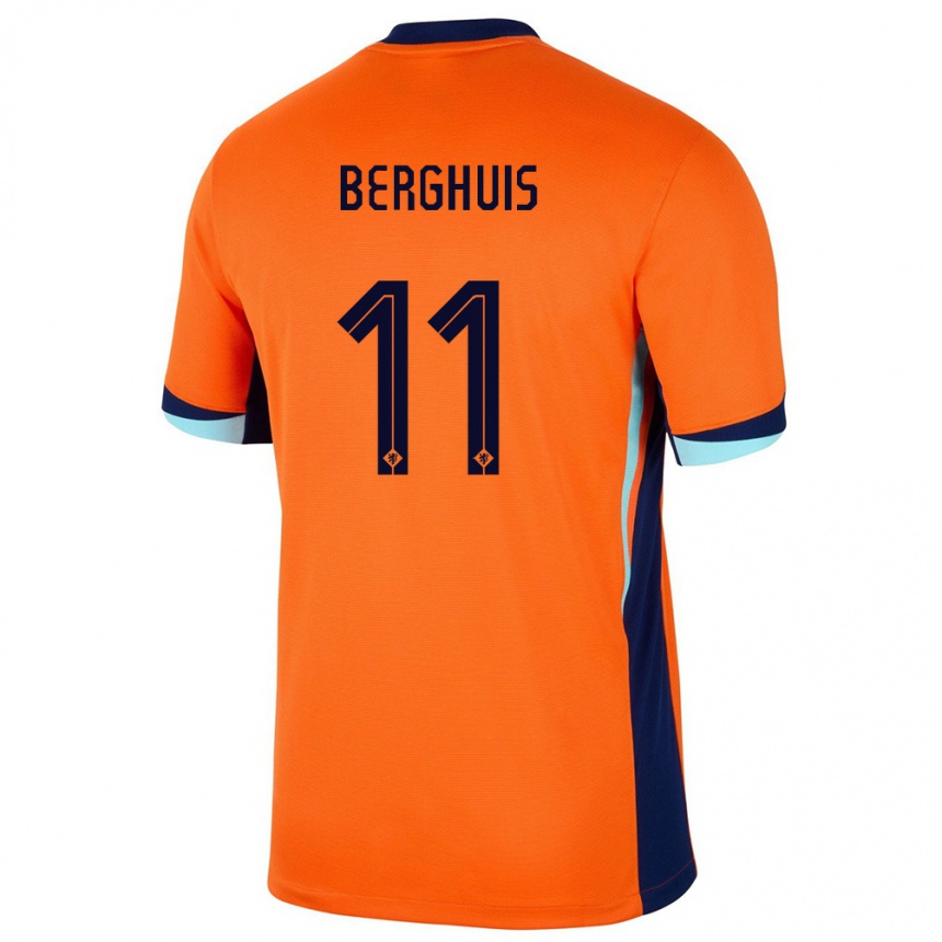 Barn Fotball Nederland Steven Berghuis #11 Oransje Hjemmetrøye Drakt Trøye 24-26 Skjorter