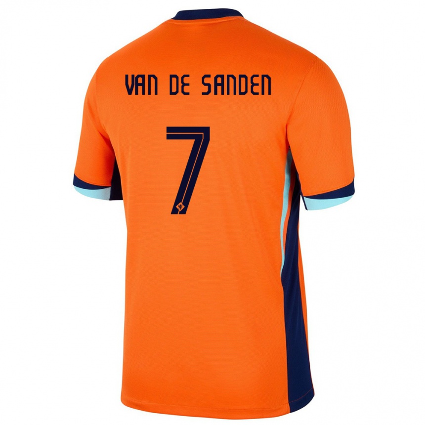 Barn Fotball Nederland Shanice Van De Sanden #7 Oransje Hjemmetrøye Drakt Trøye 24-26 Skjorter