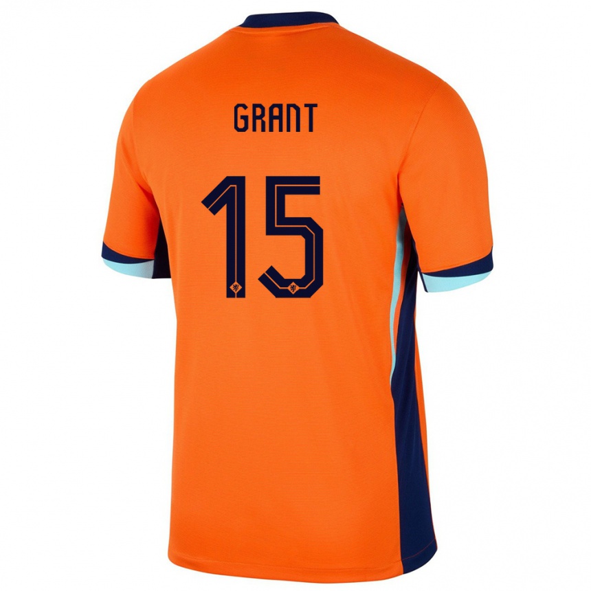 Barn Fotball Nederland Chasity Grant #15 Oransje Hjemmetrøye Drakt Trøye 24-26 Skjorter