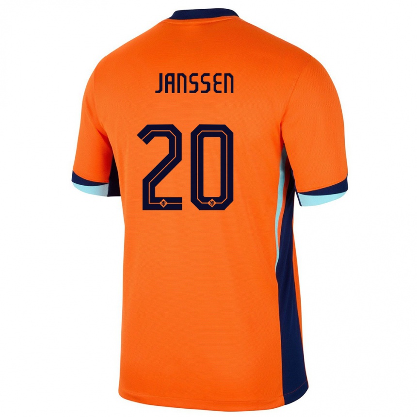 Barn Fotball Nederland Dominique Janssen #20 Oransje Hjemmetrøye Drakt Trøye 24-26 Skjorter