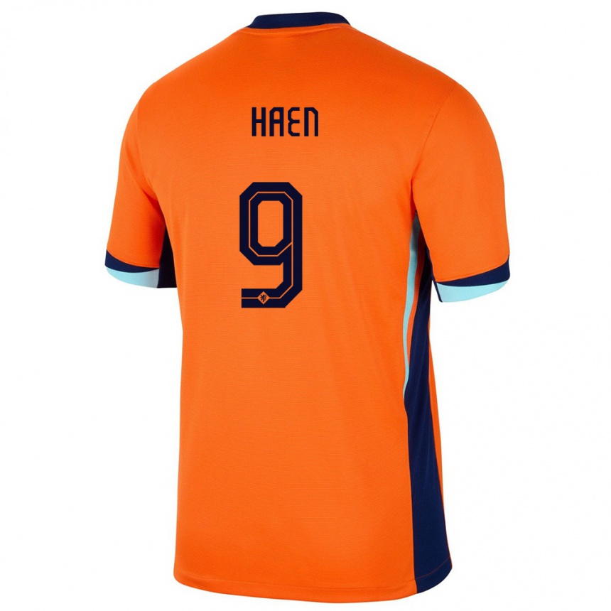 Barn Fotball Nederland Devin Haen #9 Oransje Hjemmetrøye Drakt Trøye 24-26 Skjorter