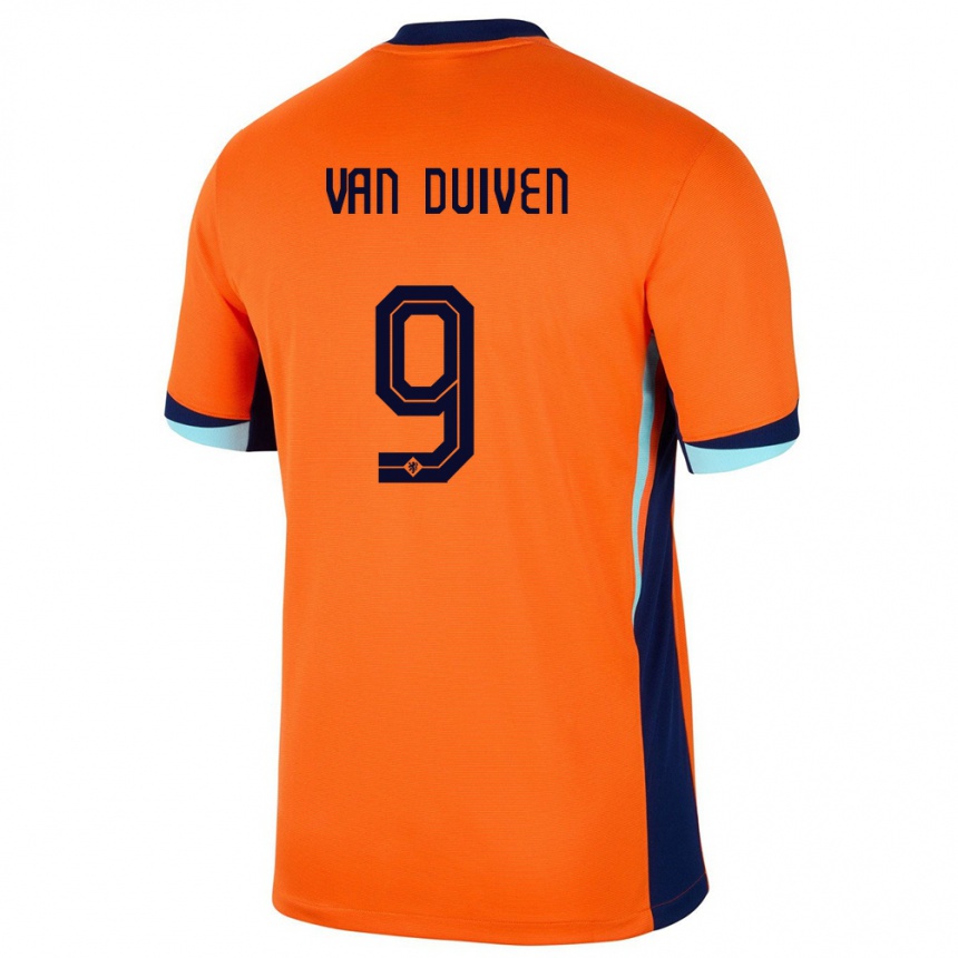 Barn Fotball Nederland Jason Van Duiven #9 Oransje Hjemmetrøye Drakt Trøye 24-26 Skjorter