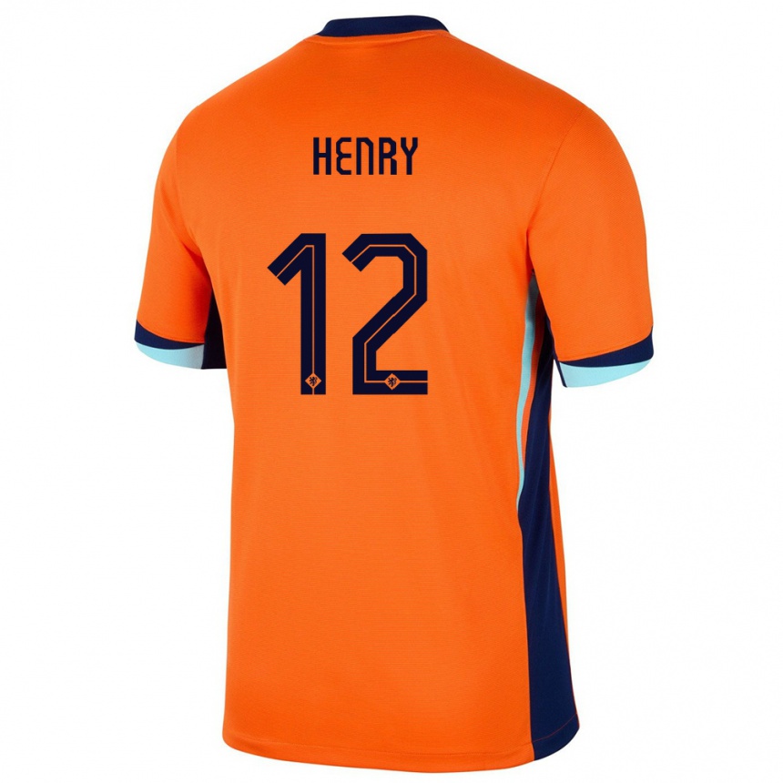 Barn Fotball Nederland Alvaro Henry #12 Oransje Hjemmetrøye Drakt Trøye 24-26 Skjorter