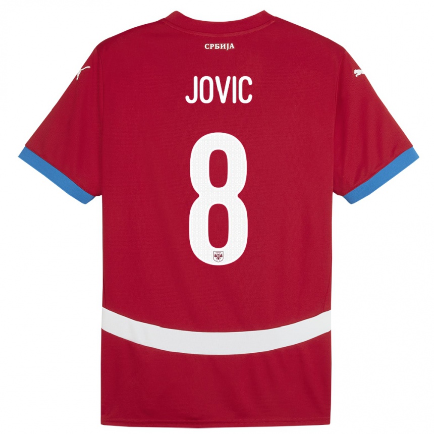 Barn Fotball Serbia Luka Jovic #8 Rød Hjemmetrøye Drakt Trøye 24-26 Skjorter