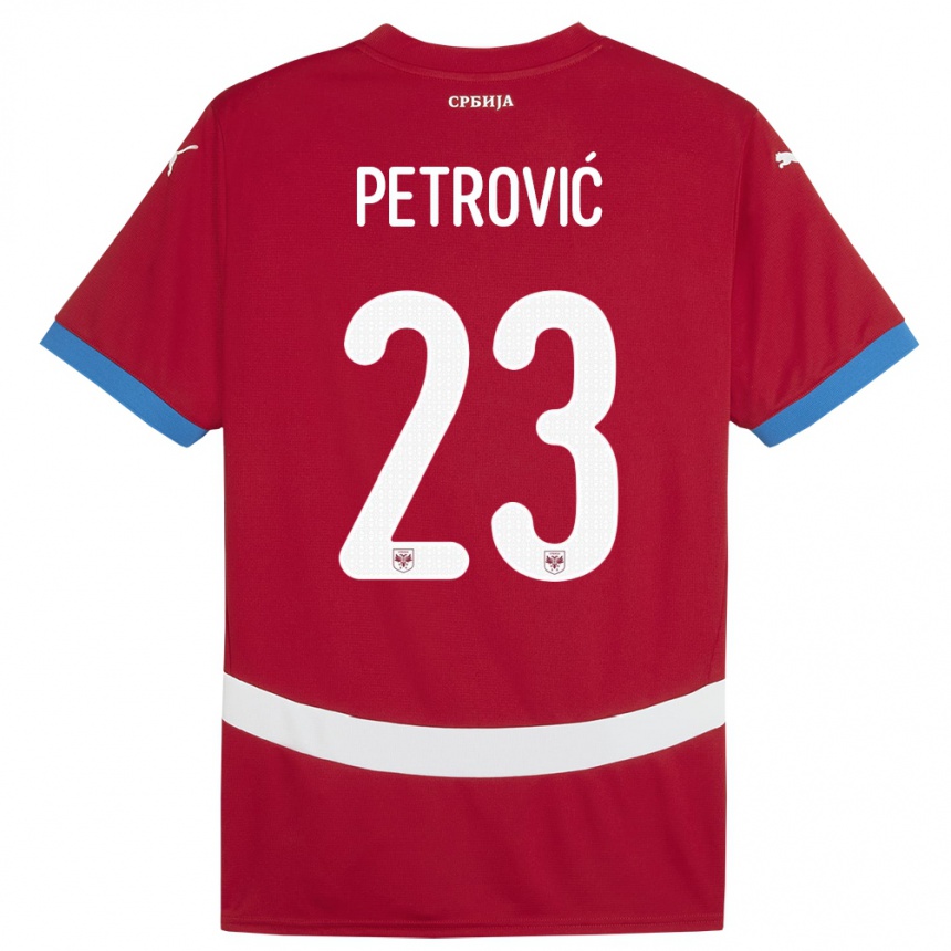 Barn Fotball Serbia Jovana Petrovic #23 Rød Hjemmetrøye Drakt Trøye 24-26 Skjorter