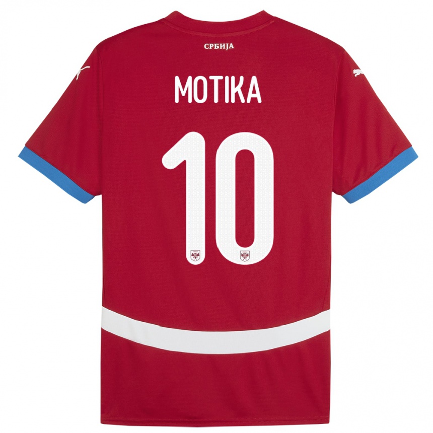 Barn Fotball Serbia Nemanja Motika #10 Rød Hjemmetrøye Drakt Trøye 24-26 Skjorter