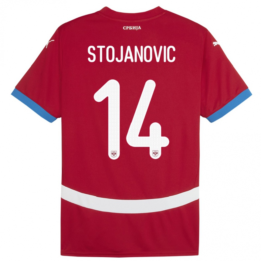 Barn Fotball Serbia Matija Stojanovic #14 Rød Hjemmetrøye Drakt Trøye 24-26 Skjorter