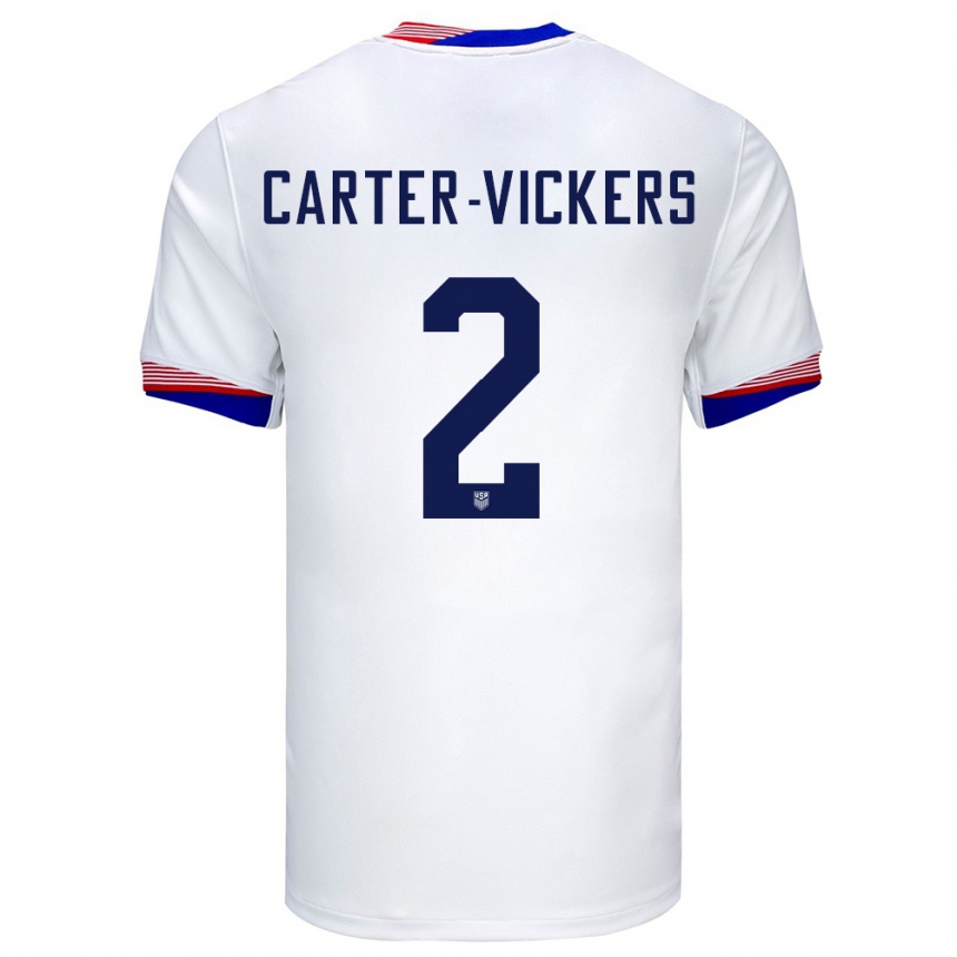 Barn Fotball Usa Cameron Carter-Vickers #2 Hvit Hjemmetrøye Drakt Trøye 24-26 Skjorter