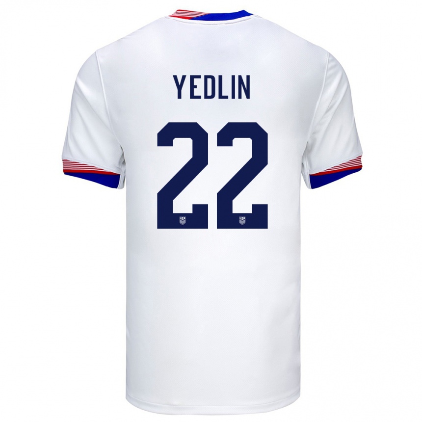 Barn Fotball Usa Deandre Yedlin #22 Hvit Hjemmetrøye Drakt Trøye 24-26 Skjorter