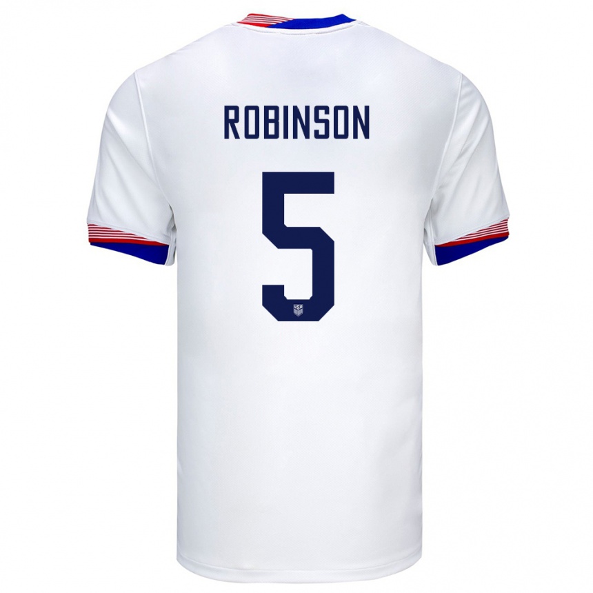 Barn Fotball Usa Antonee Robinson #5 Hvit Hjemmetrøye Drakt Trøye 24-26 Skjorter