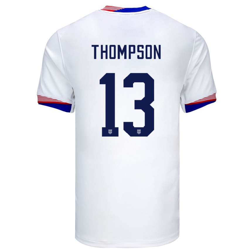 Barn Fotball Usa Alyssa Thompson #13 Hvit Hjemmetrøye Drakt Trøye 24-26 Skjorter