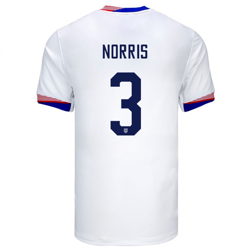 Barn Fotball Usa Nolan Norris #3 Hvit Hjemmetrøye Drakt Trøye 24-26 Skjorter