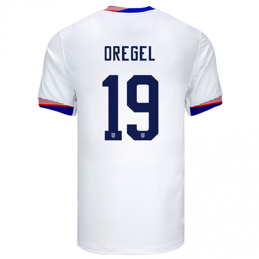 Barn Fotball Usa Sergio Oregel #19 Hvit Hjemmetrøye Drakt Trøye 24-26 Skjorter