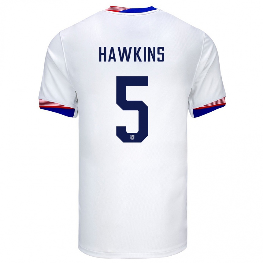 Barn Fotball Usa Stuart Hawkins #5 Hvit Hjemmetrøye Drakt Trøye 24-26 Skjorter