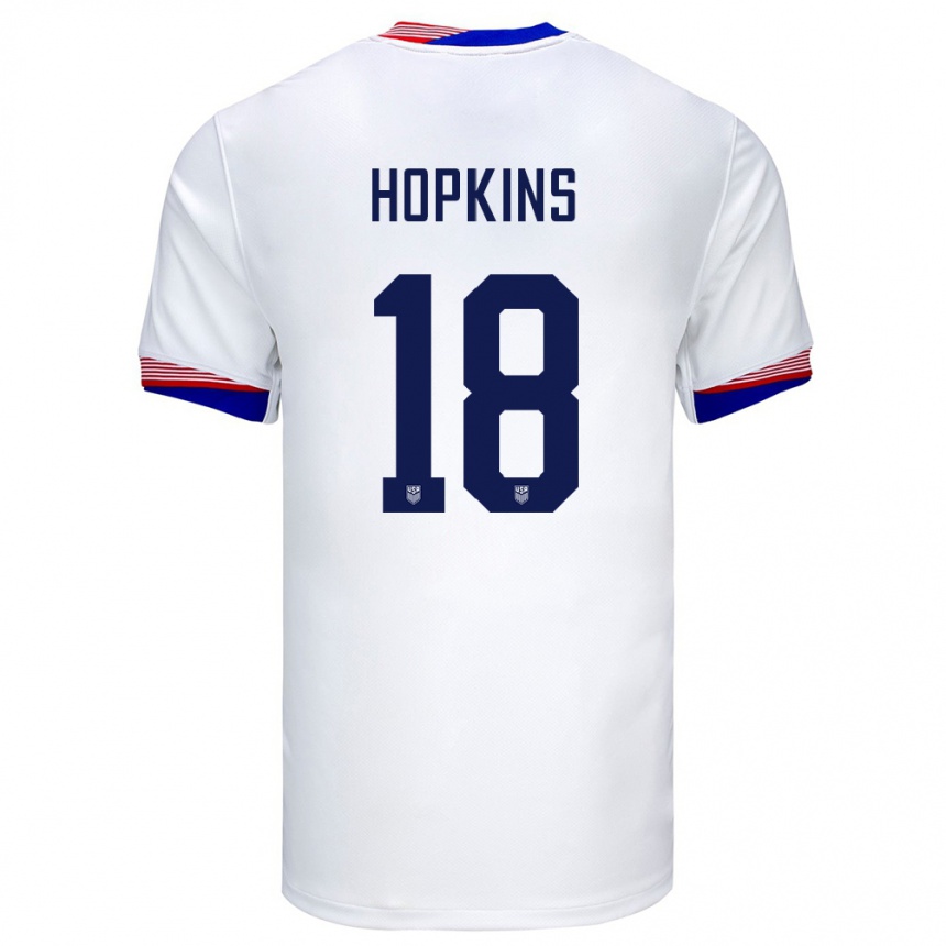 Barn Fotball Usa Jackson Hopkins #18 Hvit Hjemmetrøye Drakt Trøye 24-26 Skjorter