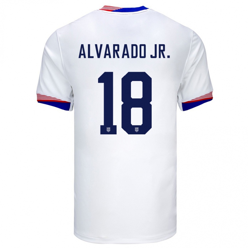 Barn Fotball Usa Alejandro Alvarado Jr #18 Hvit Hjemmetrøye Drakt Trøye 24-26 Skjorter