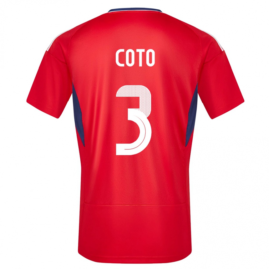 Barn Fotball Costa Rica Maria Coto #3 Rød Hjemmetrøye Drakt Trøye 24-26 Skjorter