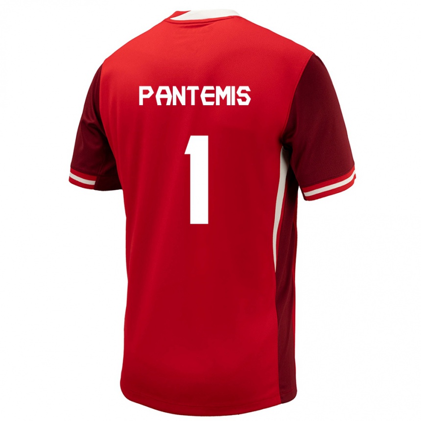 Barn Fotball Canada James Pantemis #1 Rød Hjemmetrøye Drakt Trøye 24-26 Skjorter