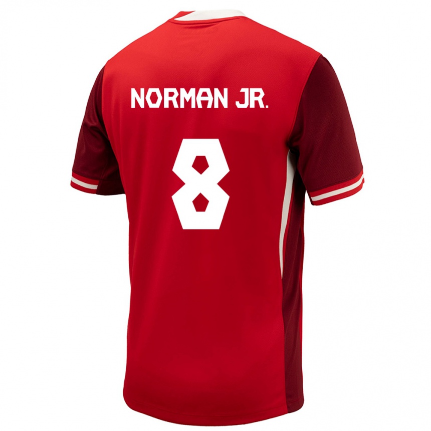 Barn Fotball Canada David Norman Jr. #8 Rød Hjemmetrøye Drakt Trøye 24-26 Skjorter