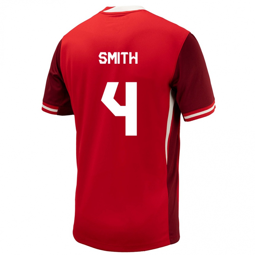 Barn Fotball Canada Justin Smith #4 Rød Hjemmetrøye Drakt Trøye 24-26 Skjorter