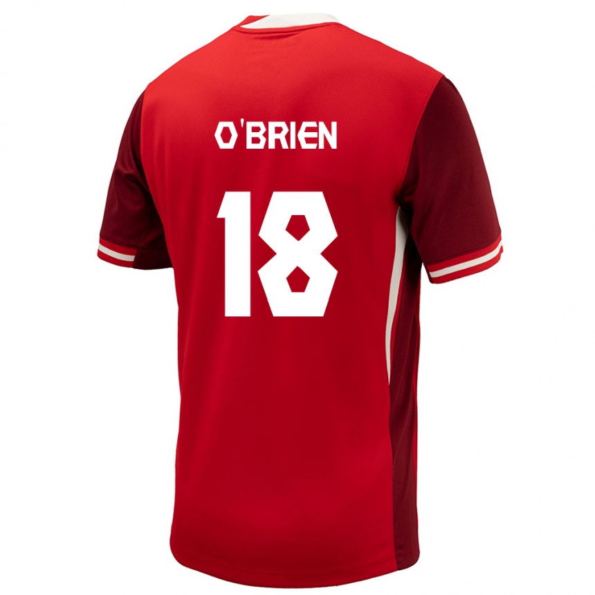 Barn Fotball Canada Alexander O'brien #18 Rød Hjemmetrøye Drakt Trøye 24-26 Skjorter