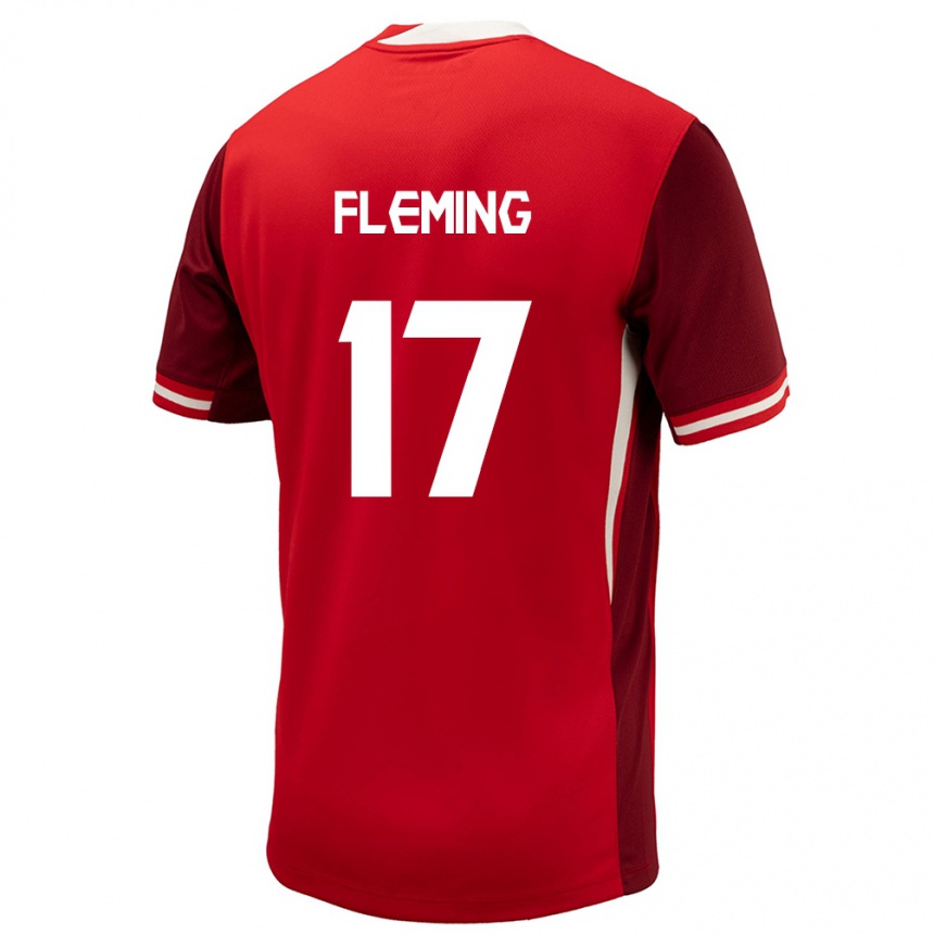 Barn Fotball Canada Jessie Fleming #17 Rød Hjemmetrøye Drakt Trøye 24-26 Skjorter