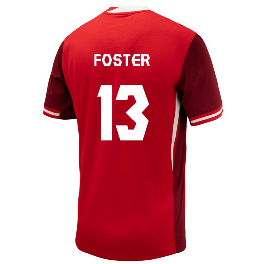 Barn Fotball Canada Rylee Foster #13 Rød Hjemmetrøye Drakt Trøye 24-26 Skjorter