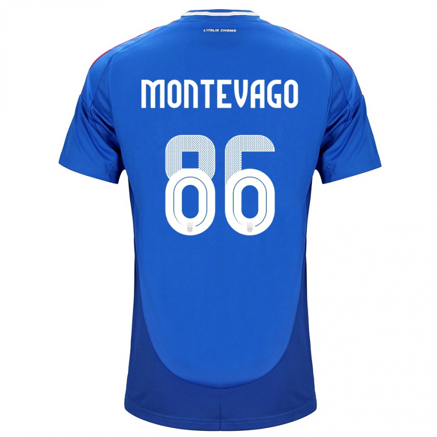 Barn Fotball Italia Daniele Montevago #86 Blå Hjemmetrøye Drakt Trøye 24-26 Skjorter