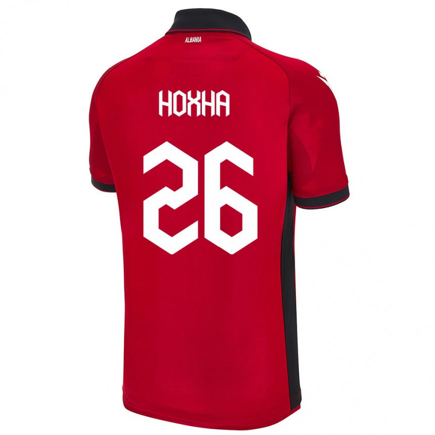 Barn Fotball Albania Arbër Hoxha #26 Rød Hjemmetrøye Drakt Trøye 24-26 Skjorter