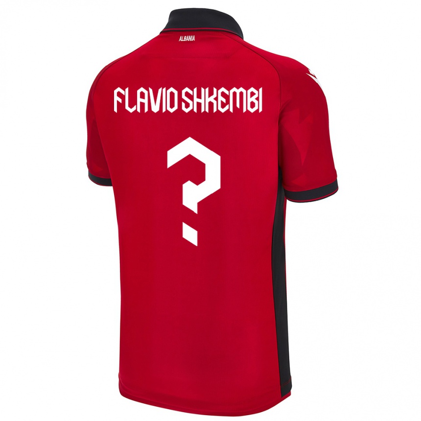 Barn Fotball Albania Flavio Shkembi #0 Rød Hjemmetrøye Drakt Trøye 24-26 Skjorter