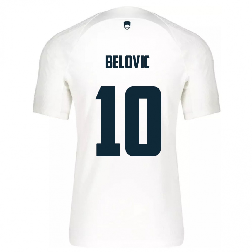 Barn Fotball Slovenia Nik Belovic #10 Hvit Hjemmetrøye Drakt Trøye 24-26 Skjorter