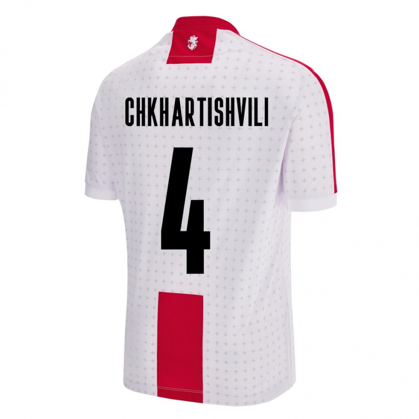 Barn Fotball Georgia Nino Chkhartishvili #4 Hvit Hjemmetrøye Drakt Trøye 24-26 Skjorter