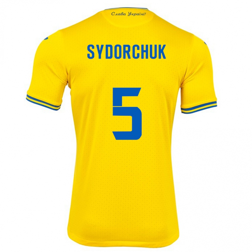 Barn Fotball Ukraina Sergiy Sydorchuk #5 Gul Hjemmetrøye Drakt Trøye 24-26 Skjorter