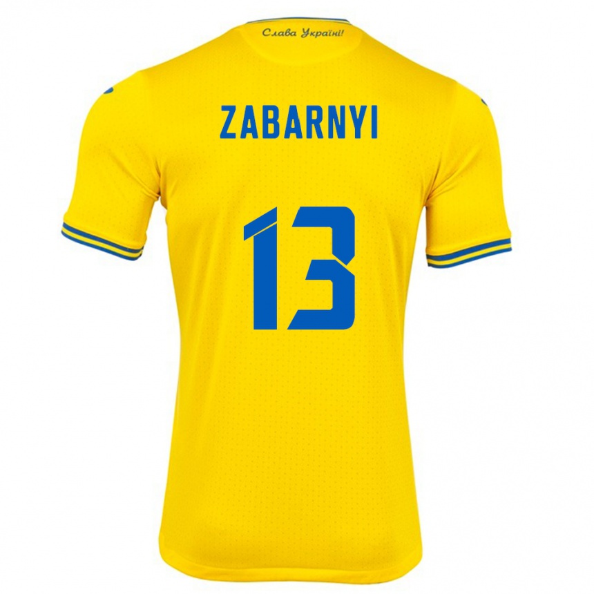 Barn Fotball Ukraina Ilya Zabarnyi #13 Gul Hjemmetrøye Drakt Trøye 24-26 Skjorter